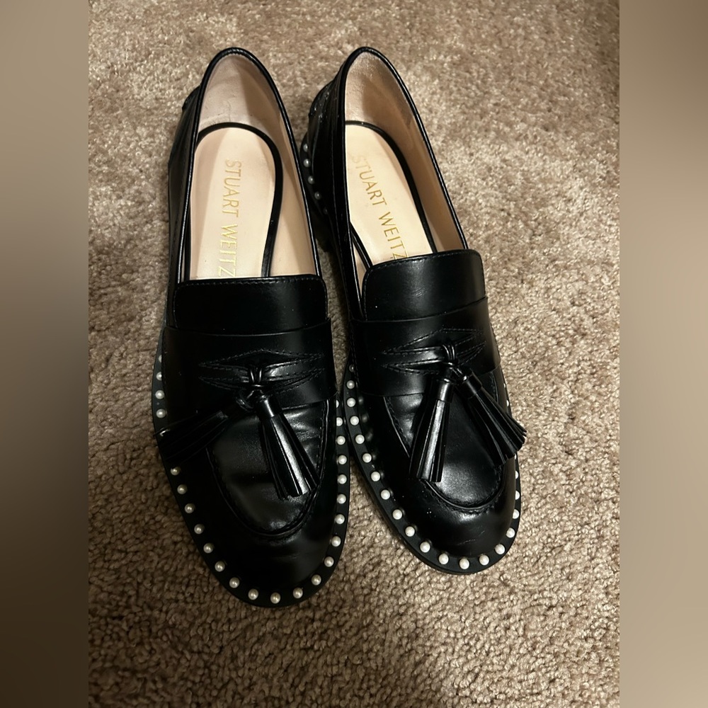 Stuart Weisman loafer flats with pearls
